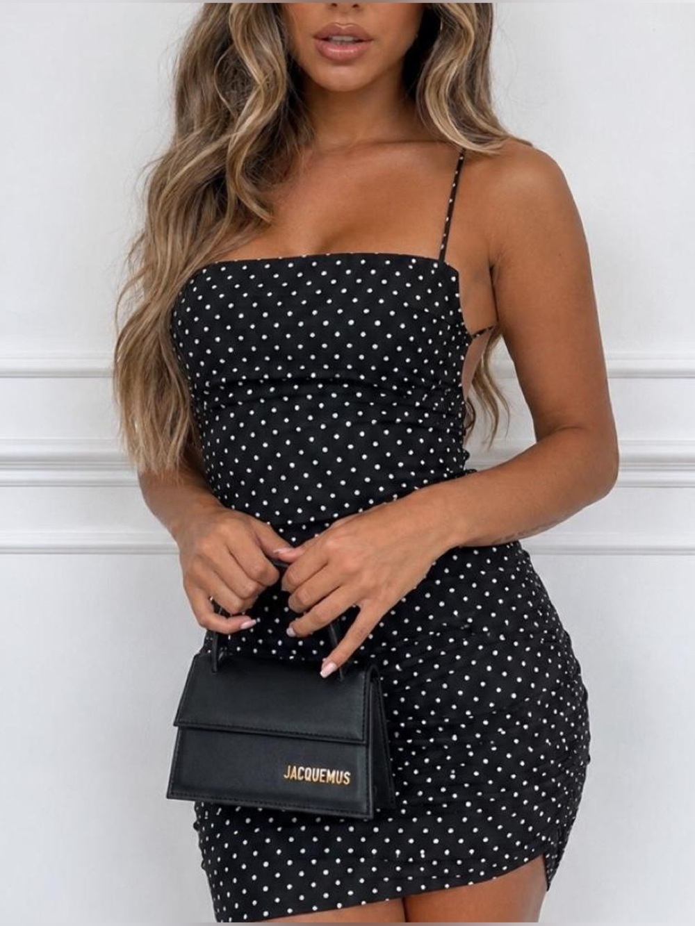 White Fox Boutique Black Polka Dot Mini Dress
